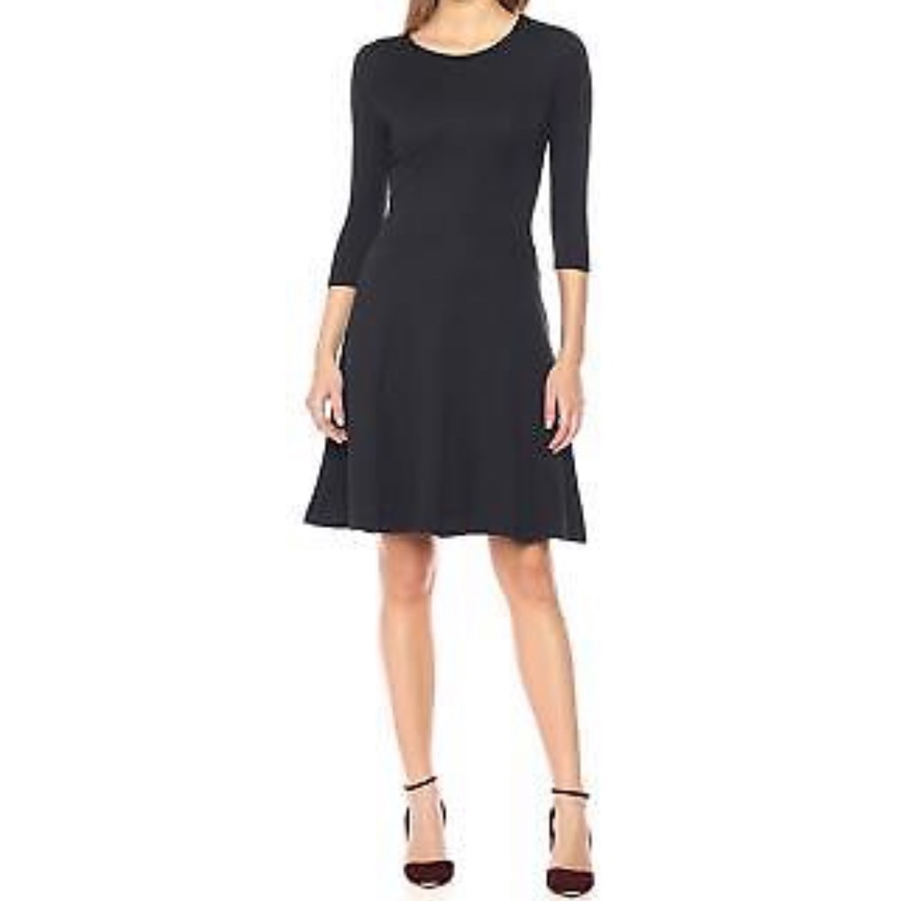 Lark & Ro 3/4 Sleeve Knit Fit and Flare Dress